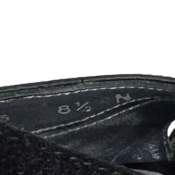 Stuart Weitzman black satin open toe rhinestone embellished heels size 8.5N - Picture 10 of 16